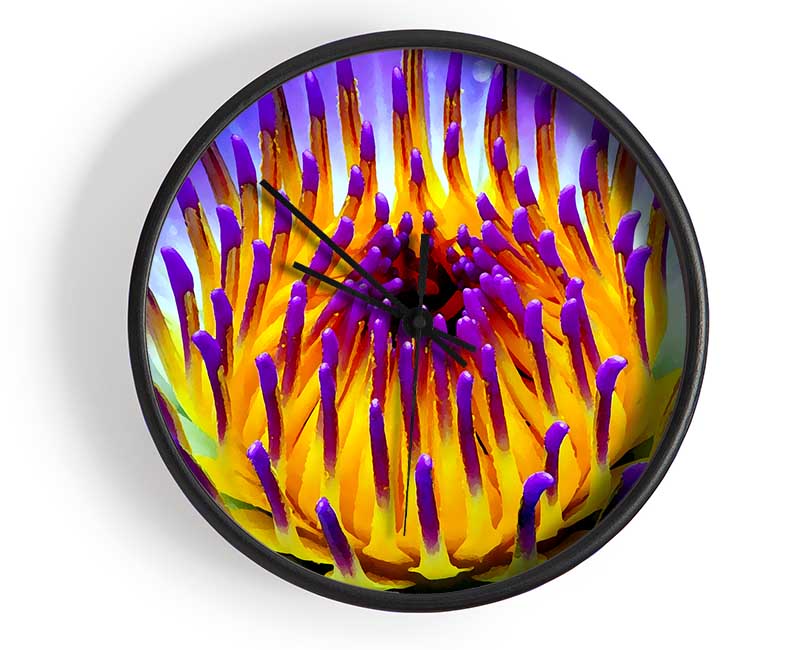 Vibrant Purple Water Lily Clock - Wallart-Direct UK