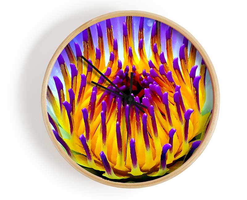 Vibrant Purple Water Lily Clock - Wallart-Direct UK