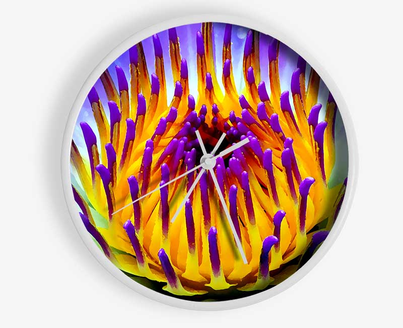 Vibrant Purple Water Lily Clock - Wallart-Direct UK