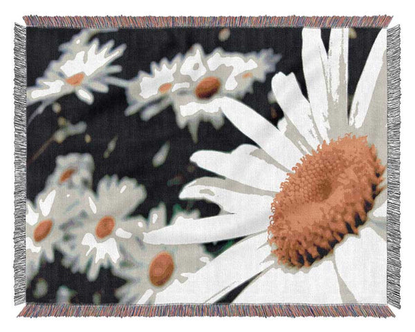 White Daisy Galore Woven Blanket