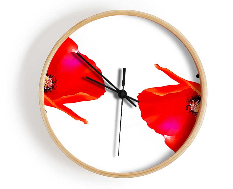 Twin Poppy Abstract Clock - Wallart-Direct UK