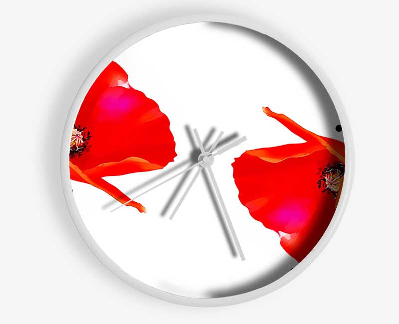 Twin Poppy Abstract Clock - Wallart-Direct UK