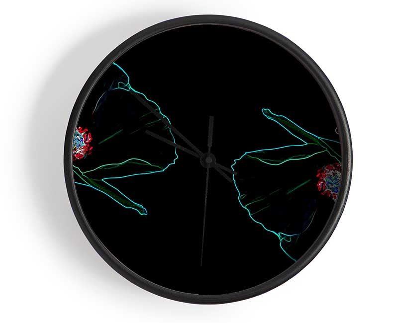 Abstarct Neon Floral 09 Clock - Wallart-Direct UK