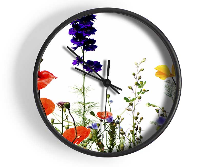 Wild Flower Garden In Bloom Clock - Wallart-Direct UK