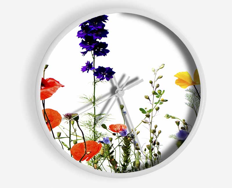 Wild Flower Garden In Bloom Clock - Wallart-Direct UK