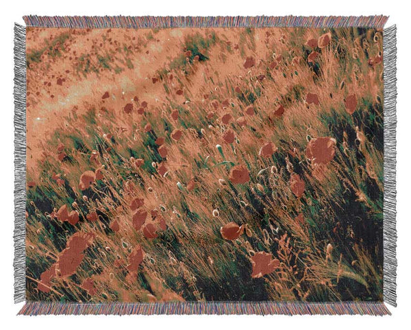 Wild Poppy Field Woven Blanket
