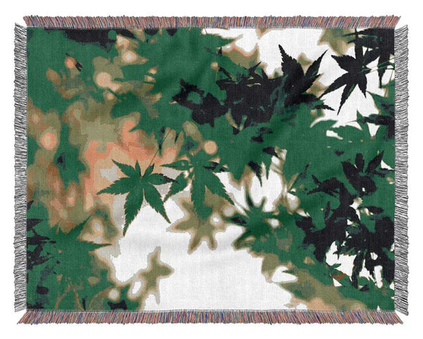 Green Leaves Bathed In Sunlight Woven Blanket