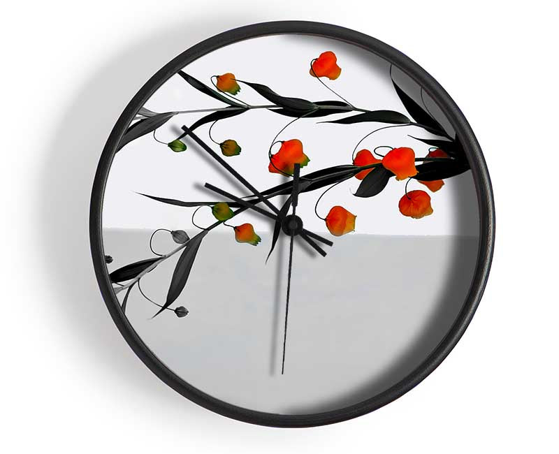 Vase Of Orange Buds B n W Clock - Wallart-Direct UK