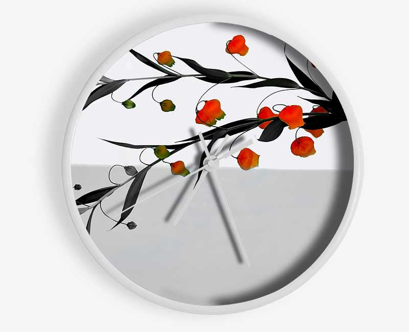 Vase Of Orange Buds B n W Clock - Wallart-Direct UK