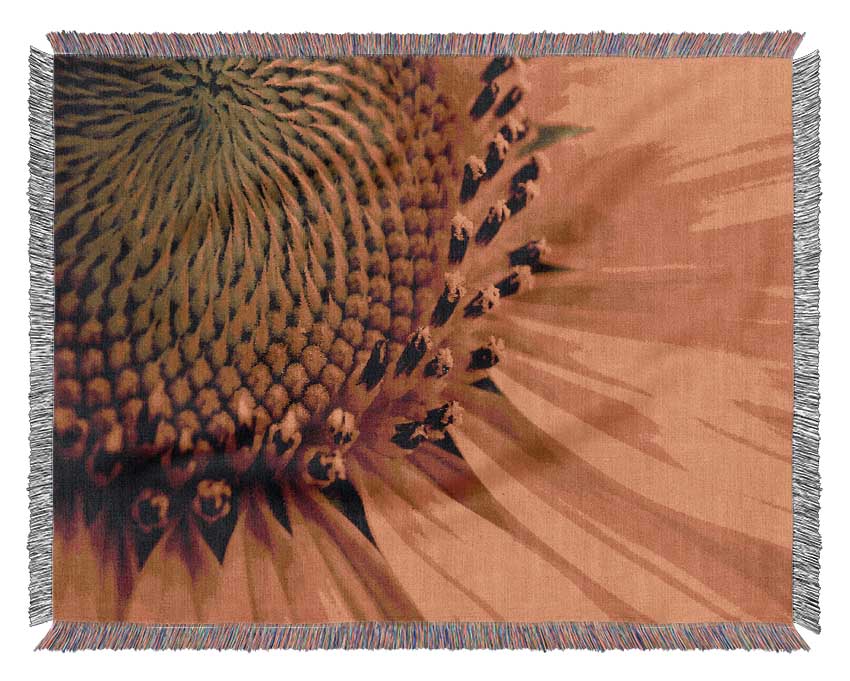 Yellow Sunflower Centre Woven Blanket
