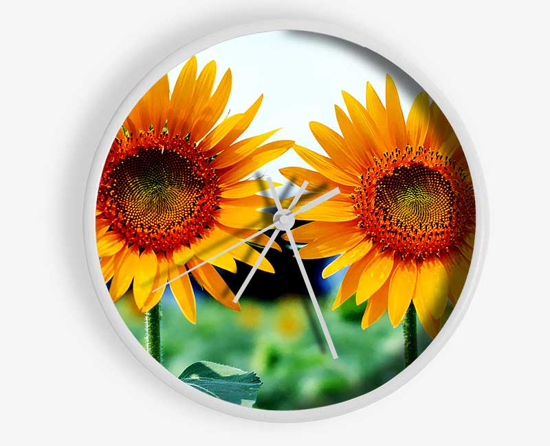 Twin Sunflowers Clock - Wallart-Direct UK