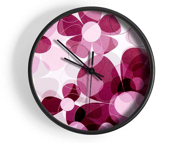 Mauve Pink Daisies Clock - Wallart-Direct UK