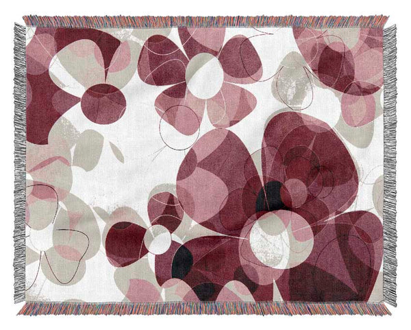 Mauve Pink Daisies Woven Blanket