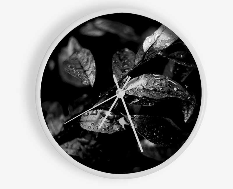 Winter Leaves B n W Clock - Wallart-Direct UK