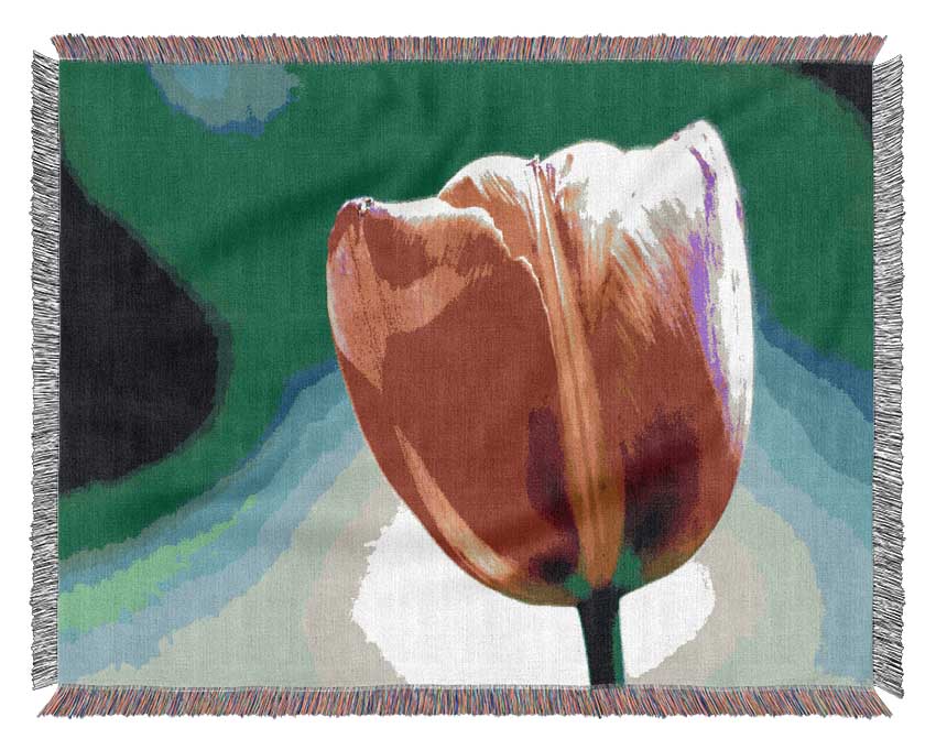 Single Pink Tulip Woven Blanket