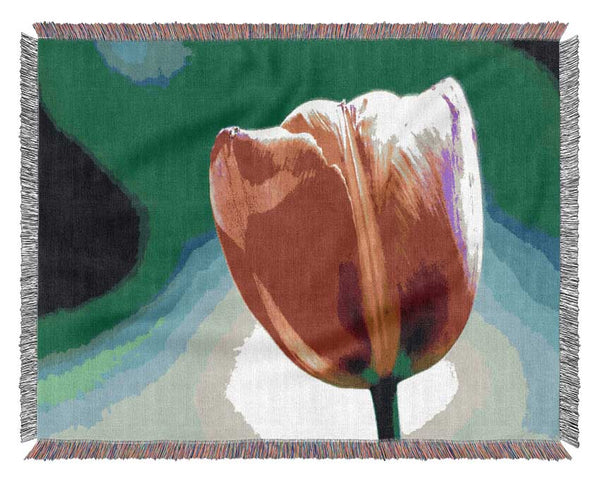 Single Pink Tulip Woven Blanket