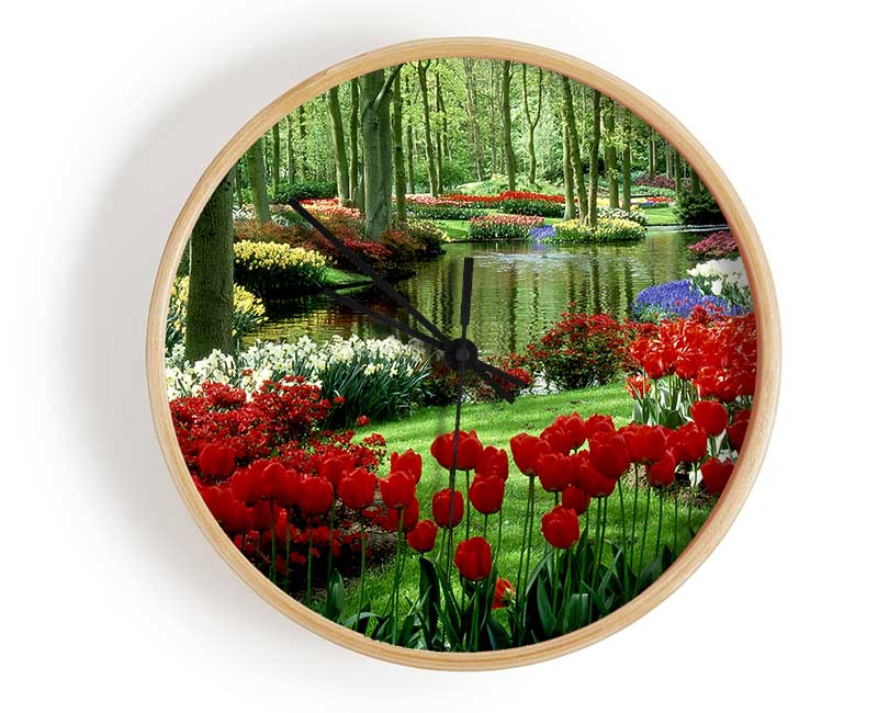 Tulip River Clock - Wallart-Direct UK