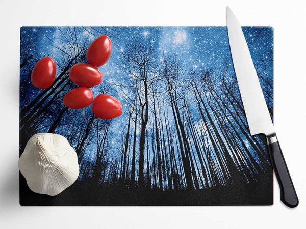 Starry Night In The Forest Glass Chopping Board