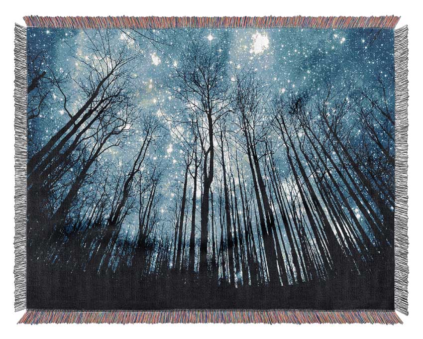 Starry Night In The Forest Woven Blanket