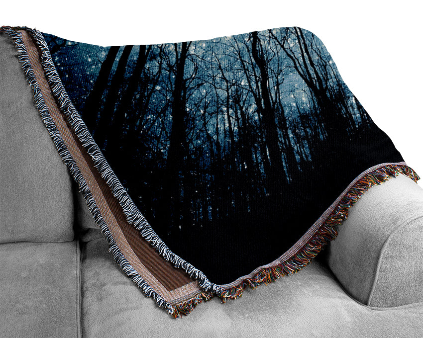 Starry Night In The Forest Woven Blanket