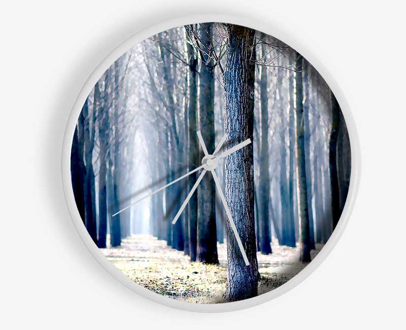 Trees Line-up In Winter Clock - Wallart-Direct UK