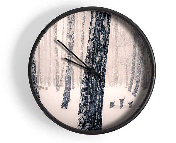 Forest Snowing Clock - Wallart-Direct UK