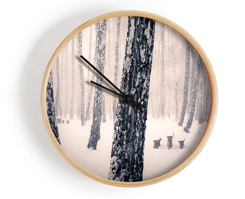 Forest Snowing Clock - Wallart-Direct UK