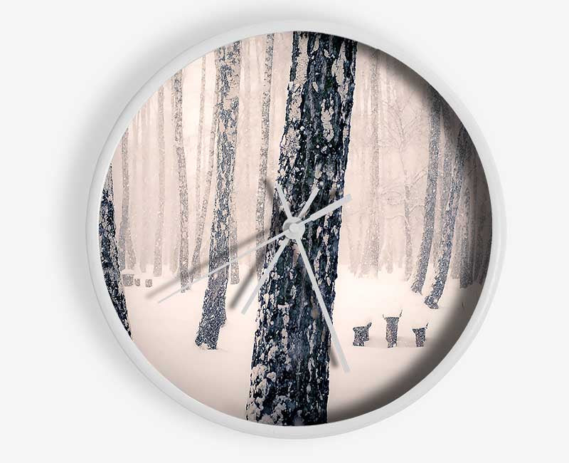Forest Snowing Clock - Wallart-Direct UK