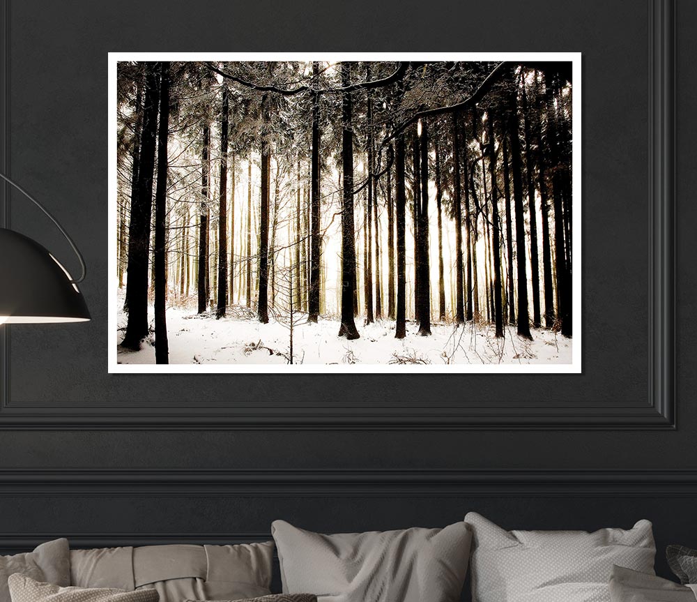 Winter Forest Snow Storm Print Poster Wall Art