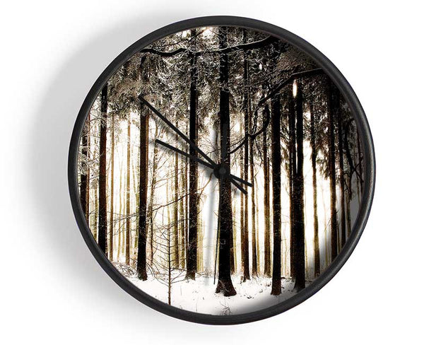 Winter Forest Snow Storm Clock - Wallart-Direct UK