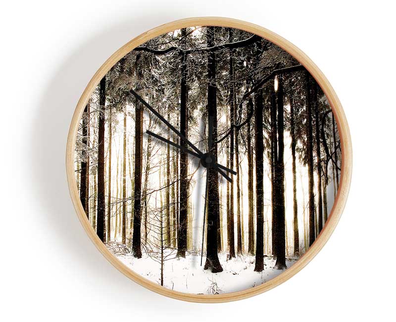 Winter Forest Snow Storm Clock - Wallart-Direct UK