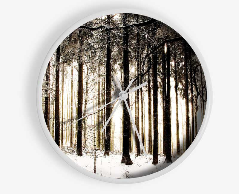 Winter Forest Snow Storm Clock - Wallart-Direct UK