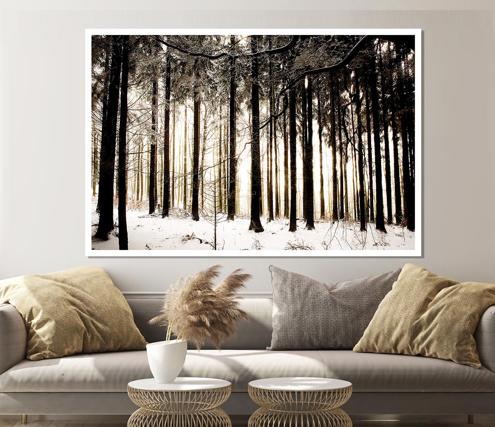 Winter Forest Snow Storm Print Poster Wall Art