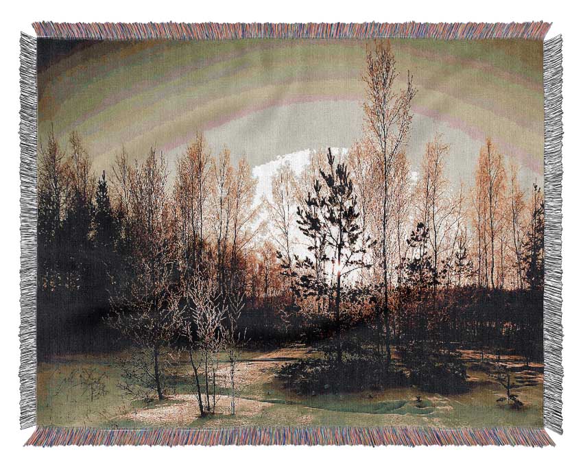 Trees Shadow Winter Woven Blanket