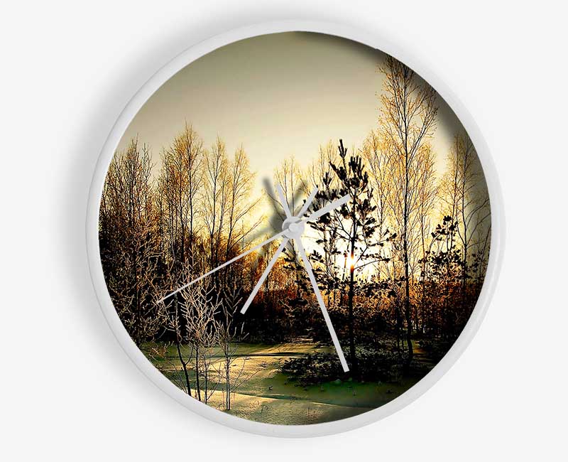 Trees Shadow Winter Clock - Wallart-Direct UK
