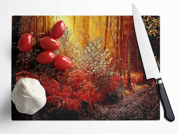 Autumn Forest Glass Chopping Board