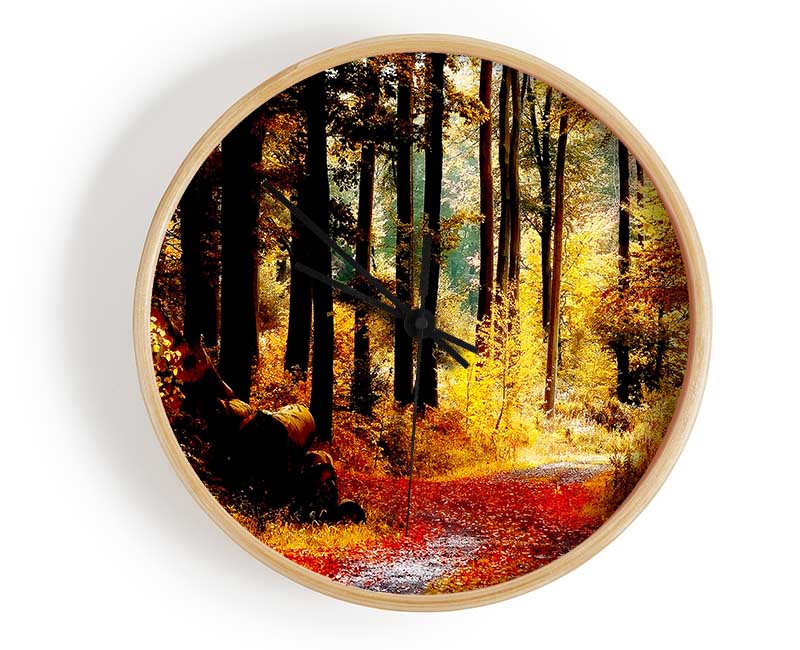 Forest Autumn Path Clock - Wallart-Direct UK