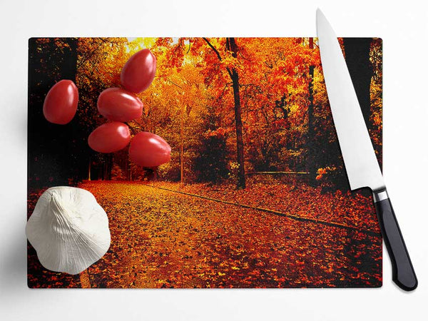 Fall In The Orange Forest Glass Chopping Board