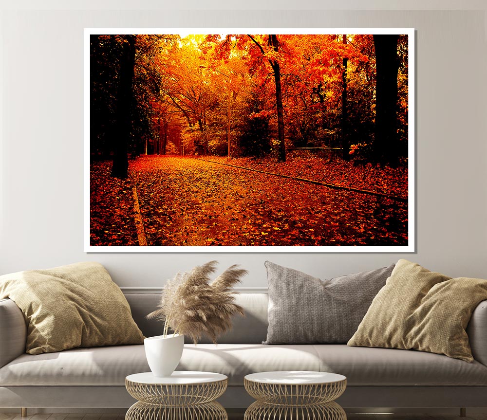 Fall In The Orange Forest Print Poster Wall Art