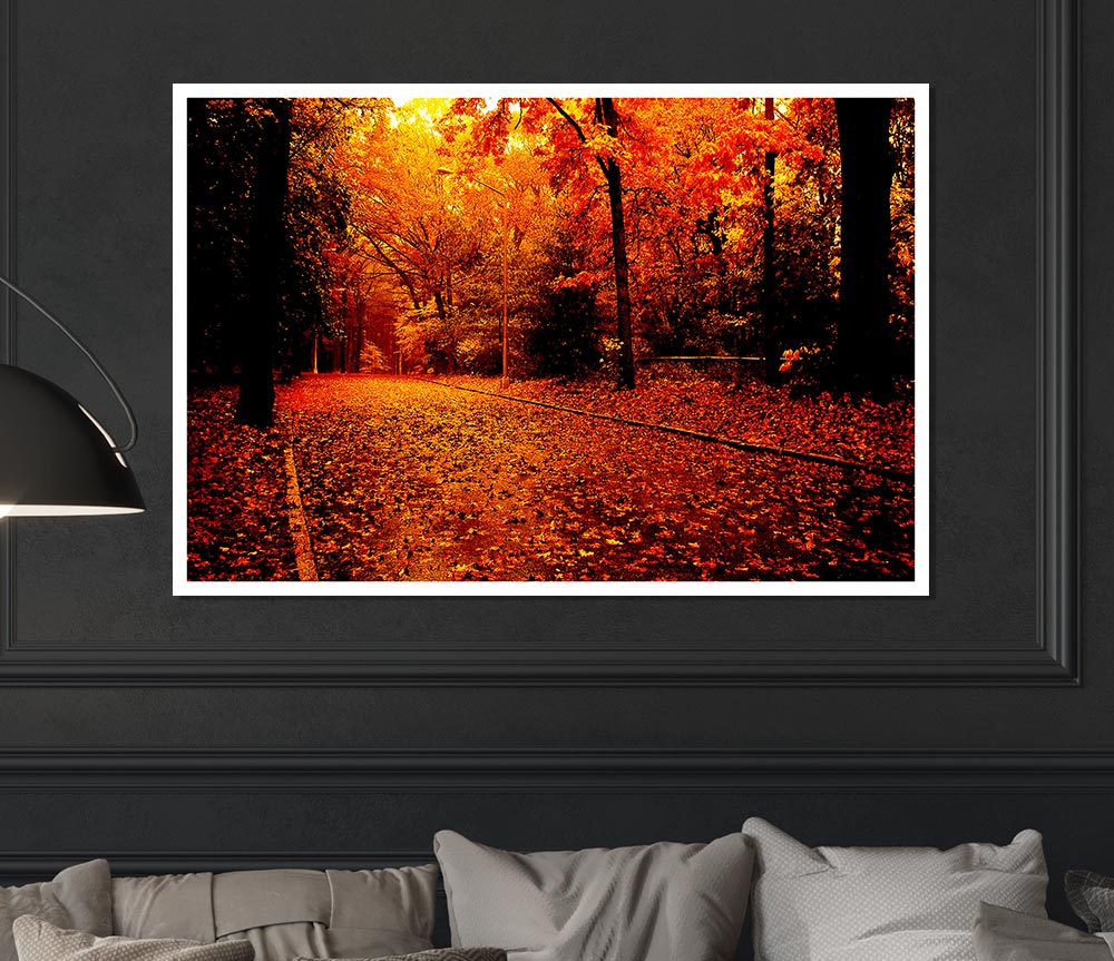 Fall In The Orange Forest Print Poster Wall Art