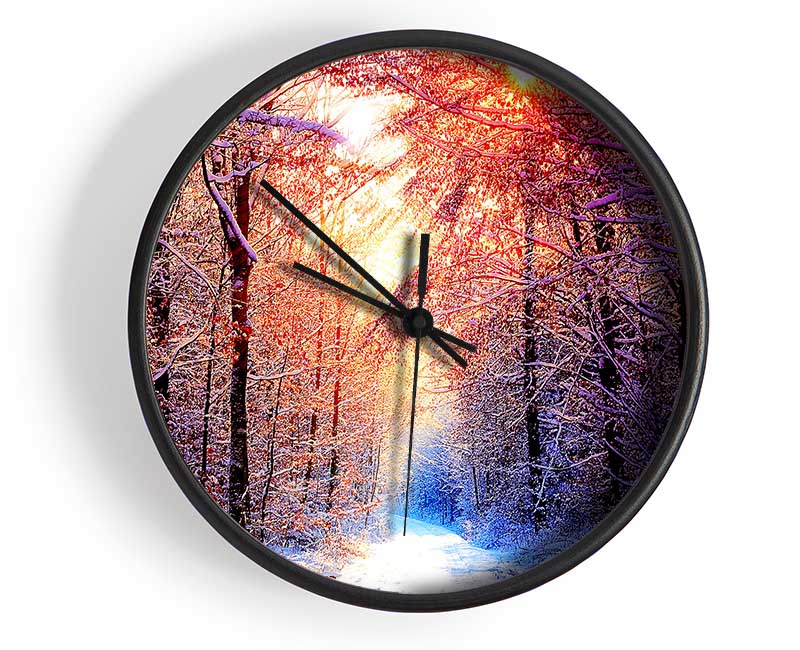 Winter Sun Blaze Clock - Wallart-Direct UK