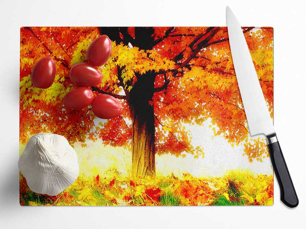 The Joy Of Autumn Glass Chopping Board