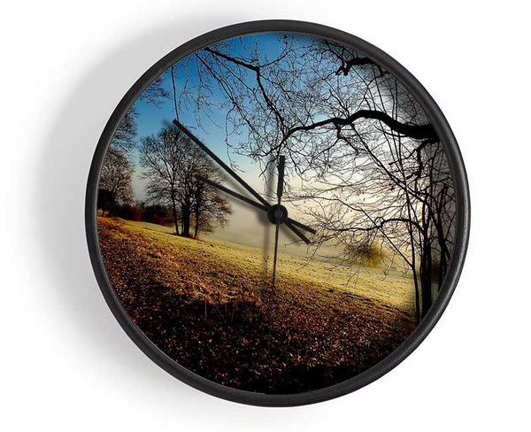 Autumn Foggy Morning Clock - Wallart-Direct UK