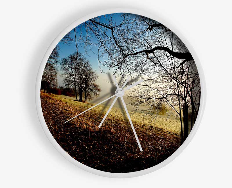 Autumn Foggy Morning Clock - Wallart-Direct UK