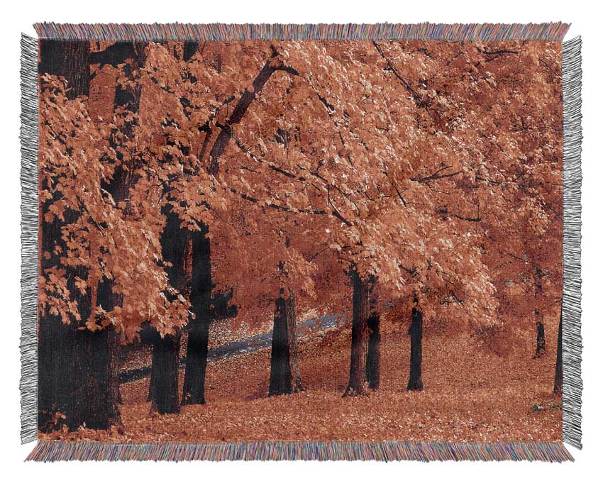 Beautiful Autumn Orange Leaves Woven Blanket