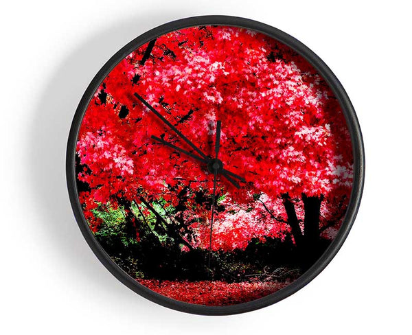 Pink Autumn Leaves Clock - Wallart-Direct UK