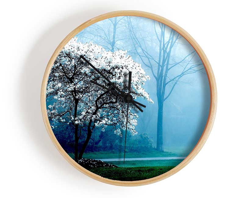 White Magnolia Tree Clock - Wallart-Direct UK