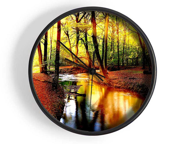 Impressive Autumn Stream Clock - Wallart-Direct UK