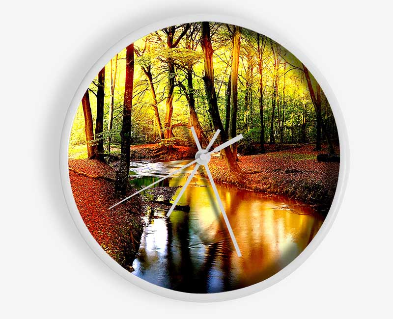 Impressive Autumn Stream Clock - Wallart-Direct UK