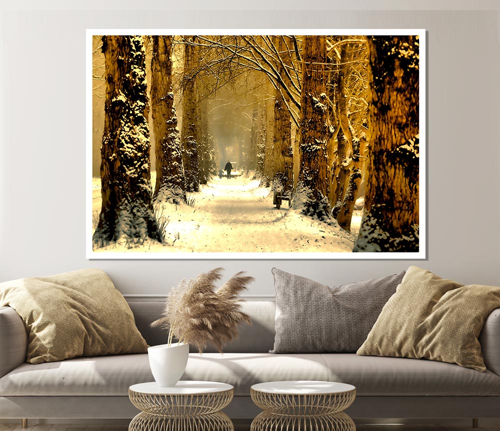 Beautiful Tree Passage Winter Print Poster Wall Art